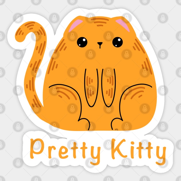 Pretty Kitty - cute orange cat, kawaii cat, cute kitten, kawaii kitten, Sticker by Catphonesoup